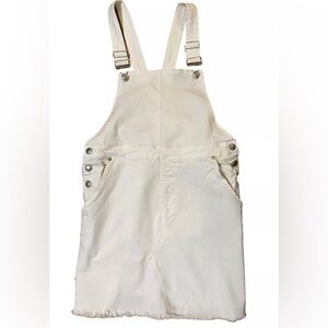Listicle White Denim Overall Dress